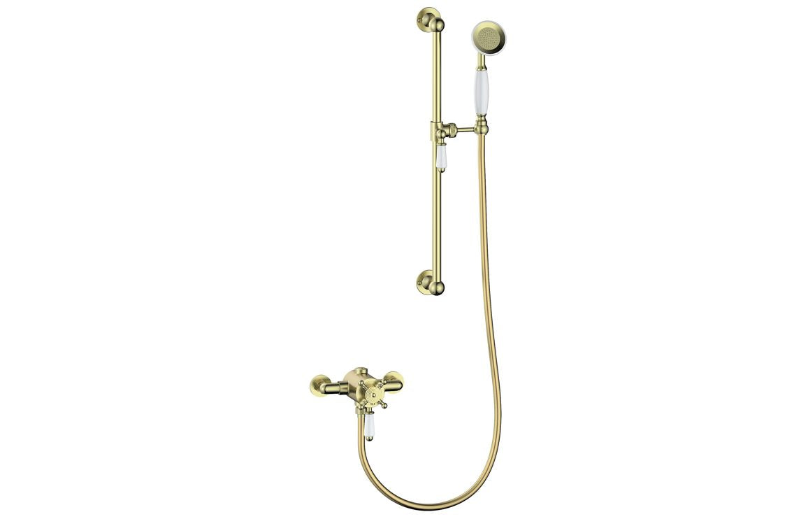 Wicker Single Outlet Shower Valve & Riser Kit - Brass, Chrome
