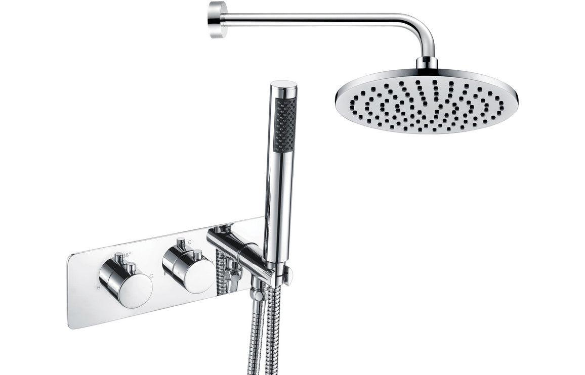 Suhan Two Outlet Shower Valve, Handset & ABS Overhead - Chrome