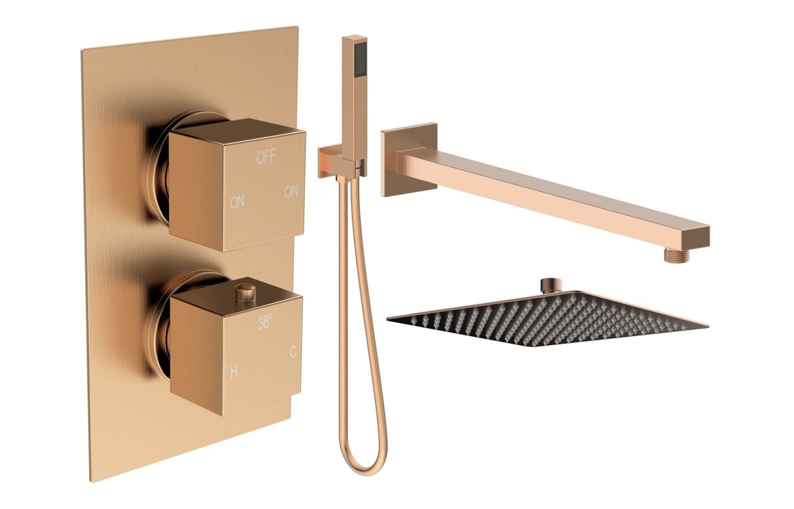 Smick Square Shower Valve & Kit - Brass, Black, Chrome, Bronze