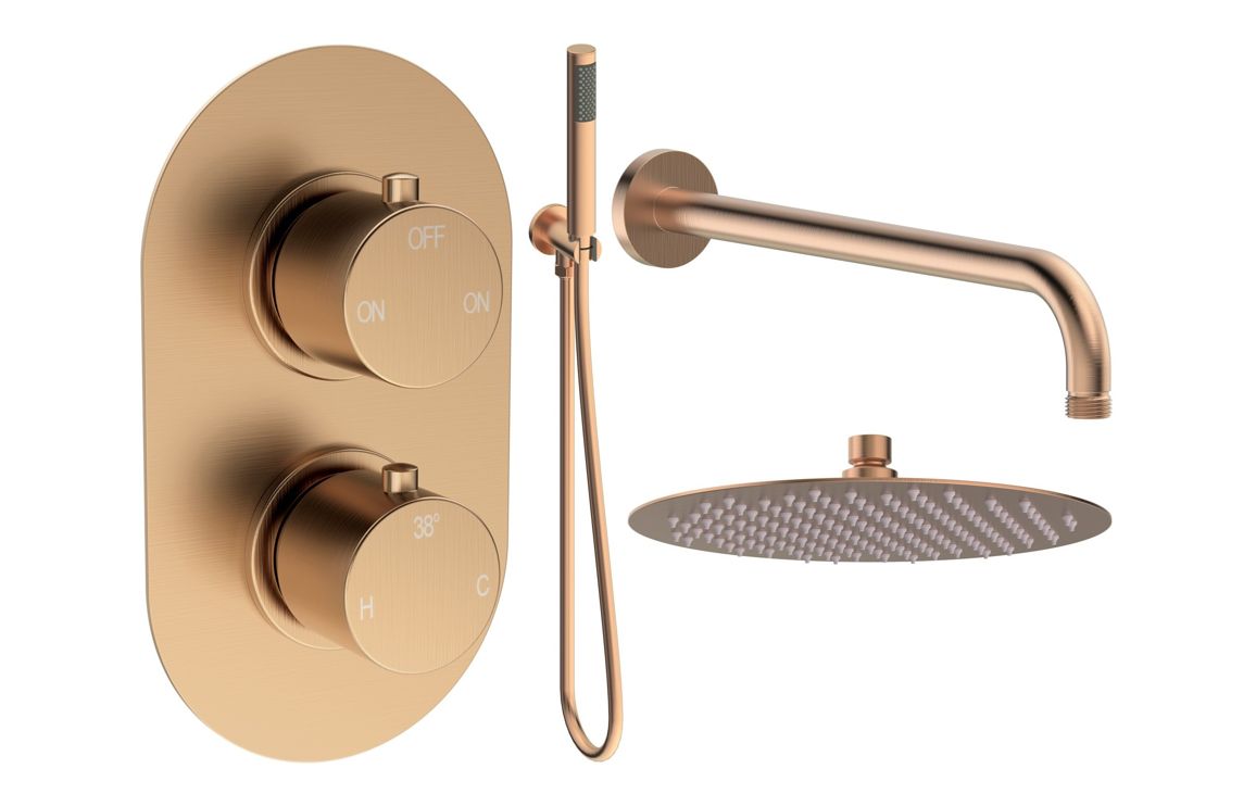 Vira Round Shower Valve & Kit - Brass, Black, Bronze, Chrome