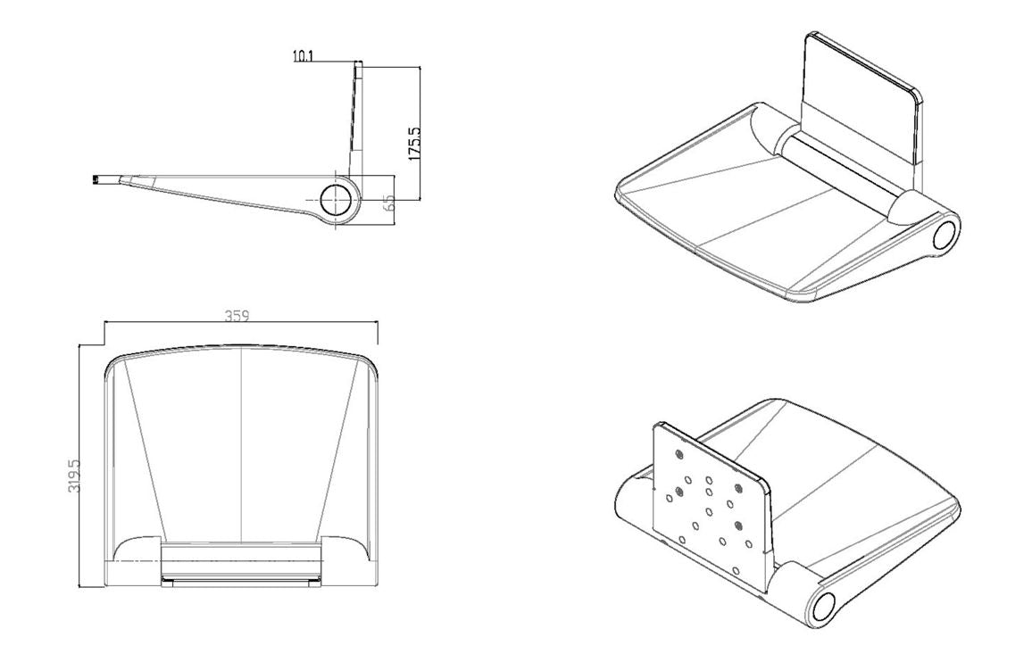 Shower Seat - Black, White