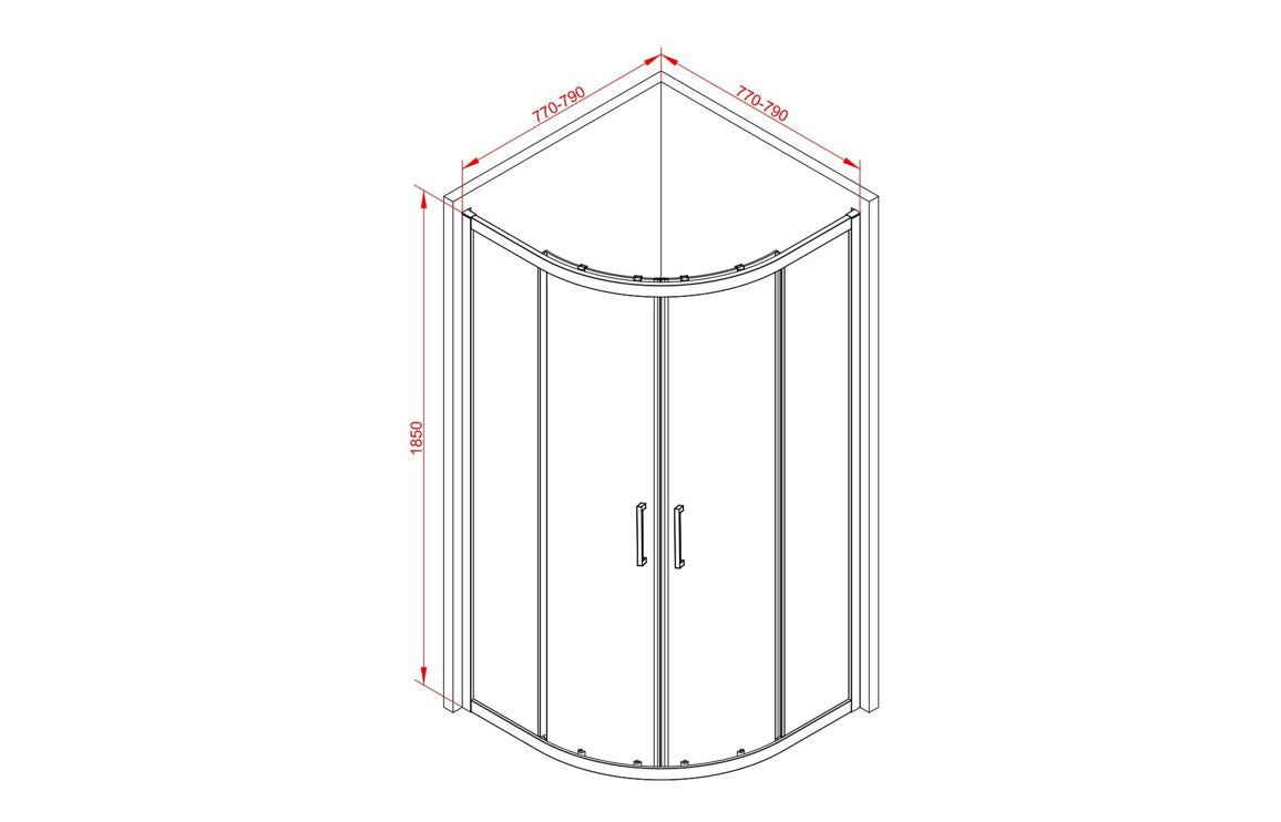 Lux 2 Door Quadrant - Brushed Brass, Black, Chrome
