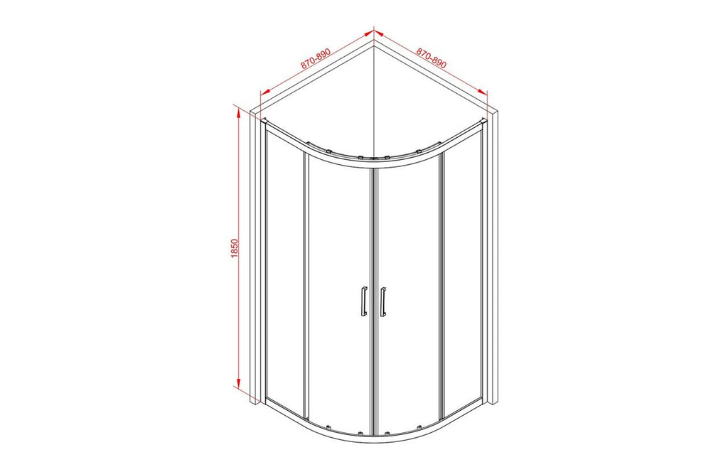 Lux 2 Door Quadrant - Brushed Brass, Black, Chrome