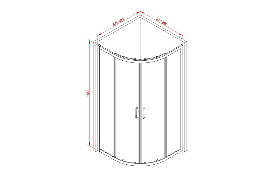 Lux 2 Door Quadrant - Brushed Brass, Black, Chrome