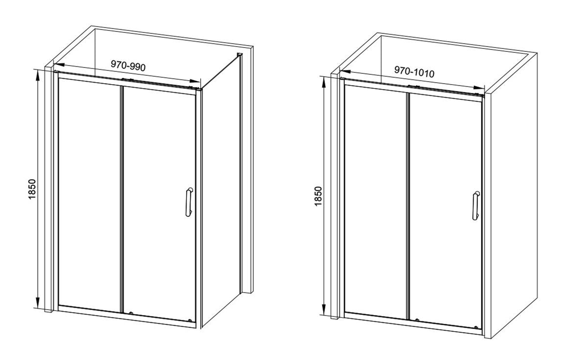 Lux Sliding Shower Door - Brushed Brass, Black, Chrome