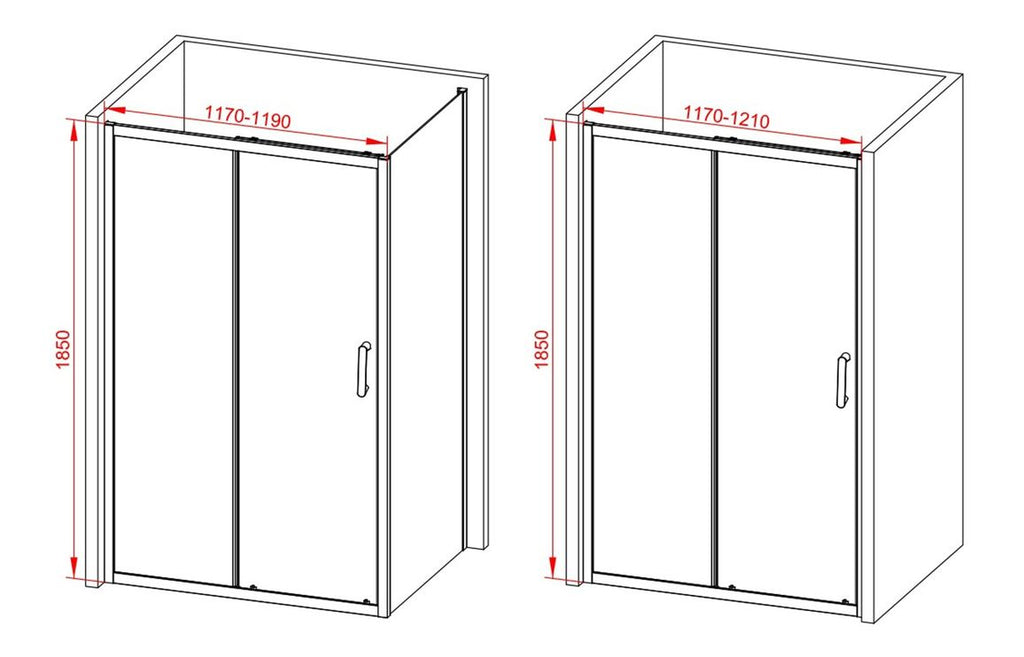 Lux Sliding Shower Door - Brushed Brass, Black, Chrome