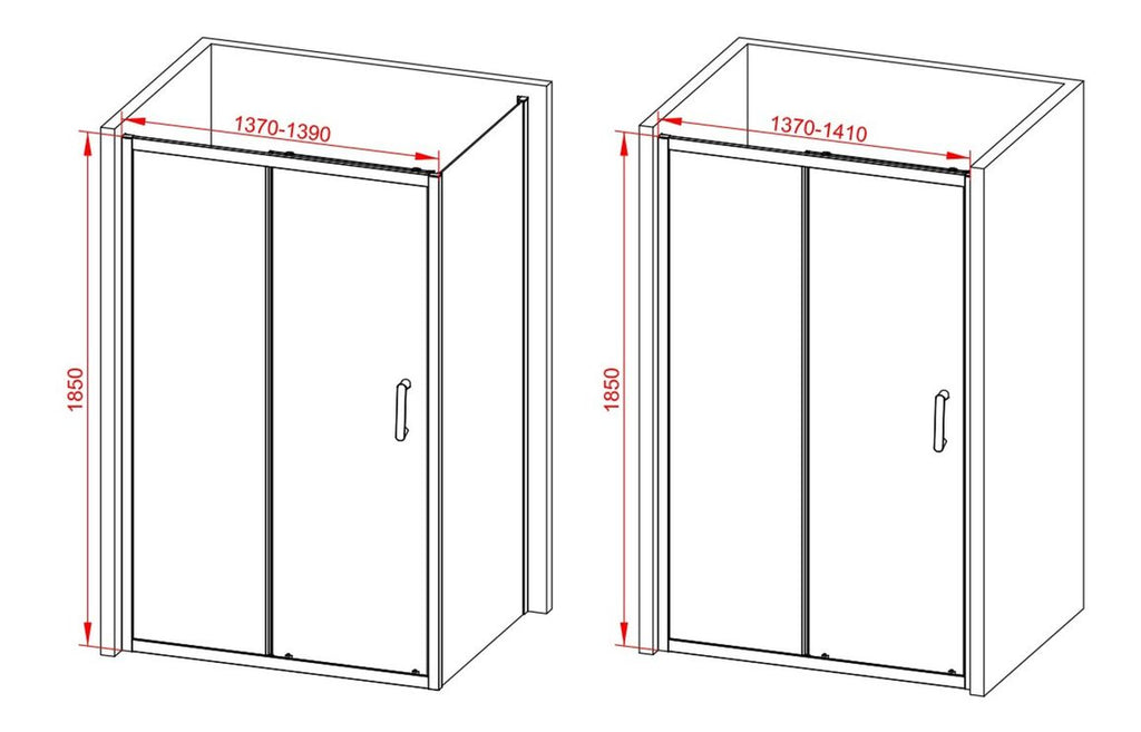 Lux Sliding Shower Door - Brushed Brass, Black, Chrome