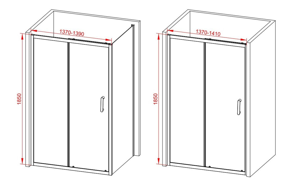 Lux Sliding Shower Door - Brushed Brass, Black, Chrome