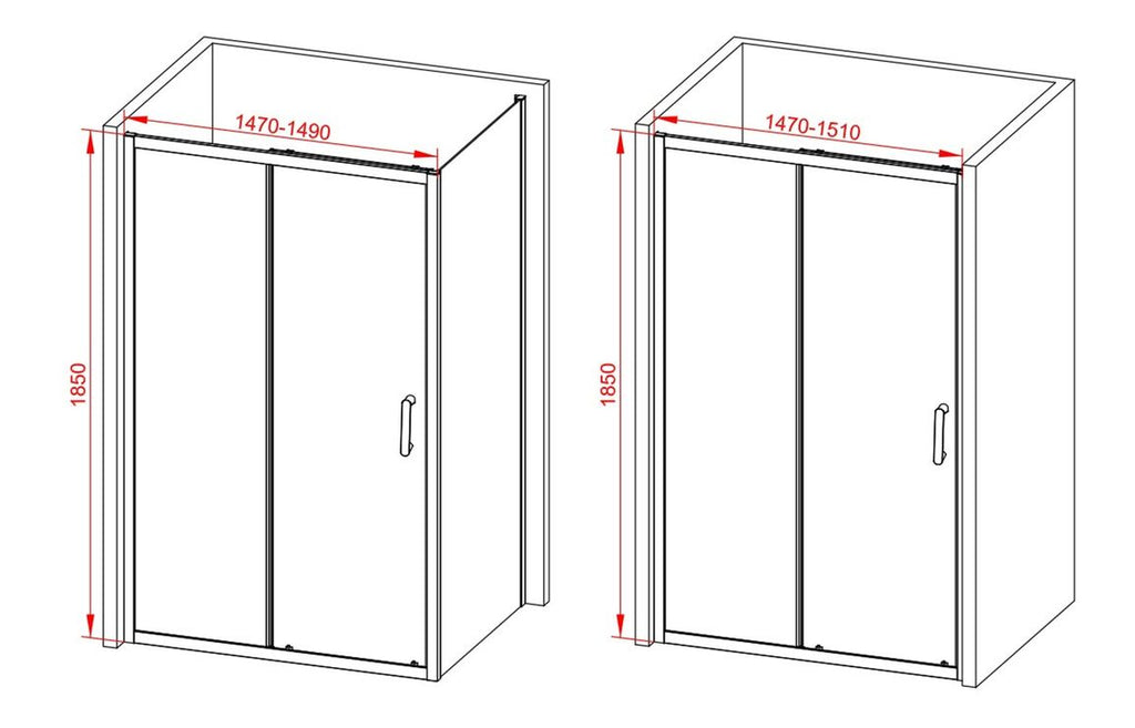 Lux Sliding Shower Door - Brushed Brass, Black, Chrome