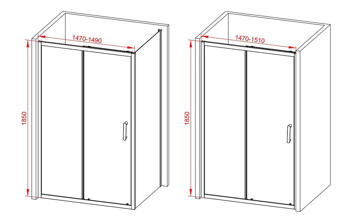 Lux Sliding Shower Door - Brushed Brass, Black, Chrome
