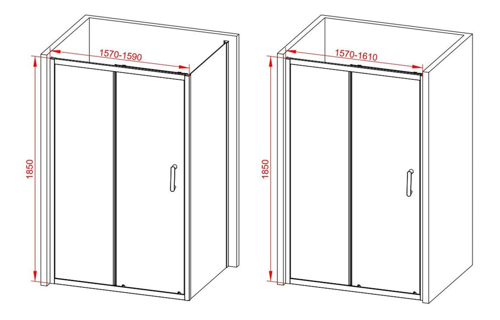 Lux Sliding Shower Door - Brushed Brass, Black, Chrome