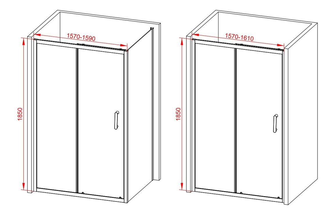 Lux Sliding Shower Door - Brushed Brass, Black, Chrome