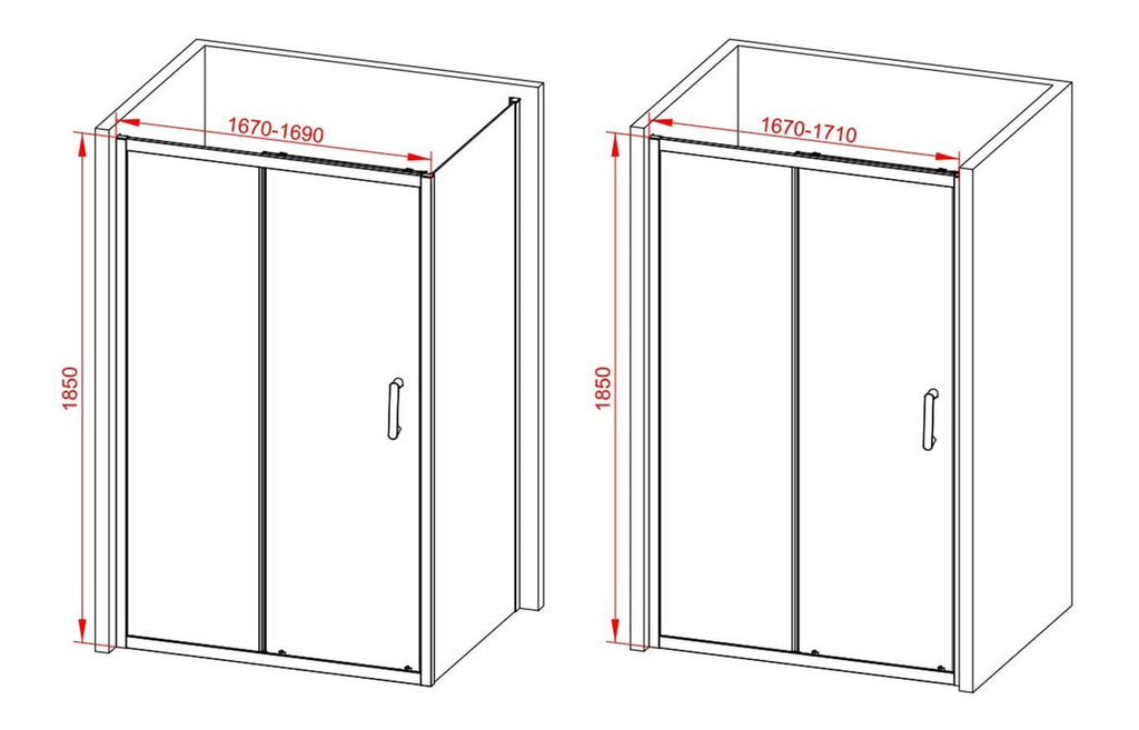 Lux Sliding Shower Door - Brushed Brass, Black, Chrome