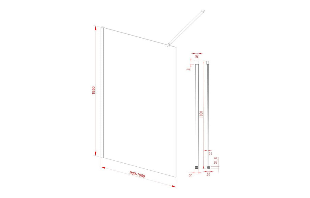 Diwa Fluted Wetroom Panel with Arm Set - Black, Brass, Chrome, Bronze