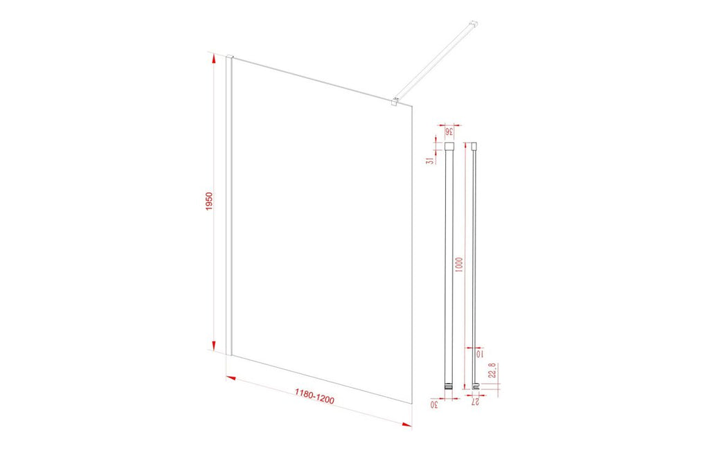 Diwa 1200mm Leaf Design Wetroom Panel - Black