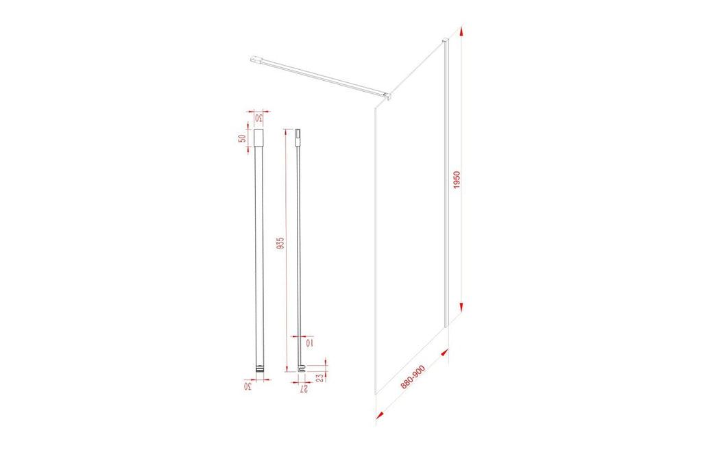 Diwa Fluted Wetroom Panel with Arm Set - Black, Brass, Chrome, Bronze