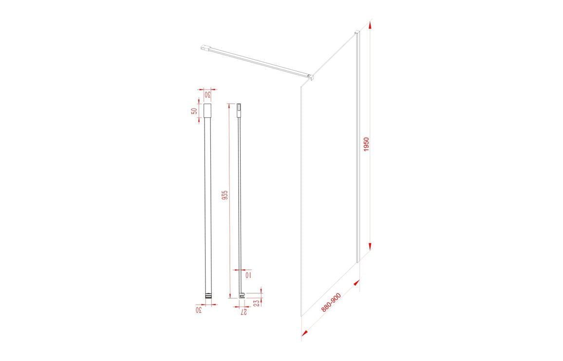 Diwa Fluted Wetroom Panel with Arm Set - Black, Brass, Chrome, Bronze