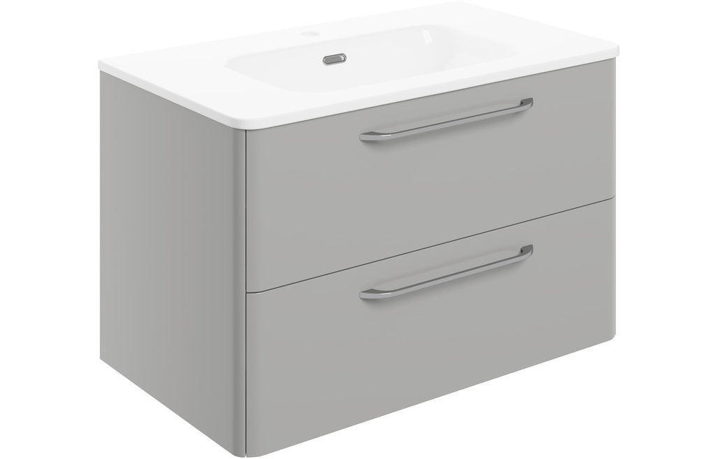 Devs 800mm Wall Hung Unit & Basin - Grey Gloss