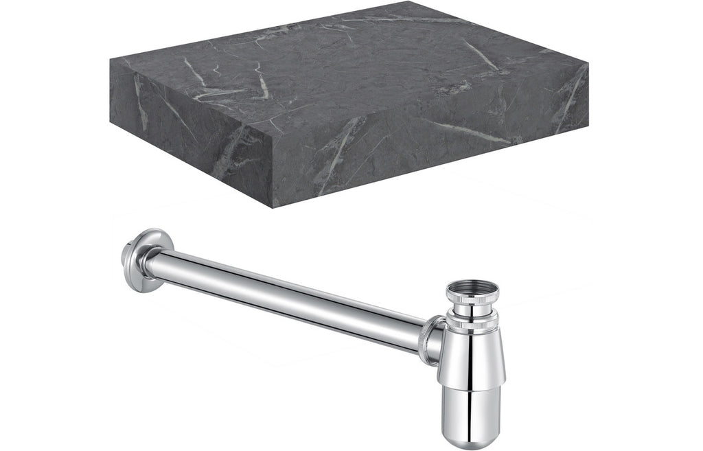 Agro 600/800mm Wall Hung Unit & Shelf - Grey Marble