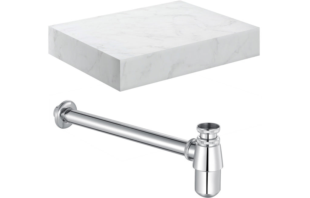 Agro 600/800mm Wall Hung Unit & Shelf - White Marble