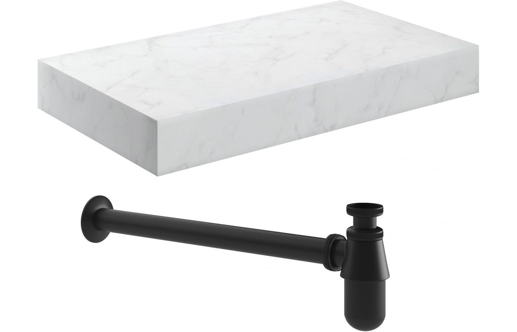 Agro 600/800mm Wall Hung Unit & Shelf - White Marble