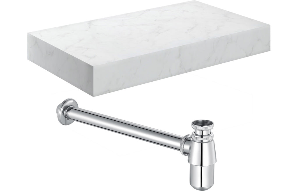 Agro 600/800mm Wall Hung Unit & Shelf - White Marble