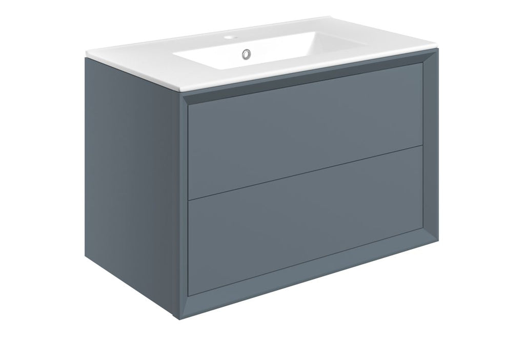 Deba 600/800/1200mm Wall Hung Unit & Basin - Matt Storm Blue