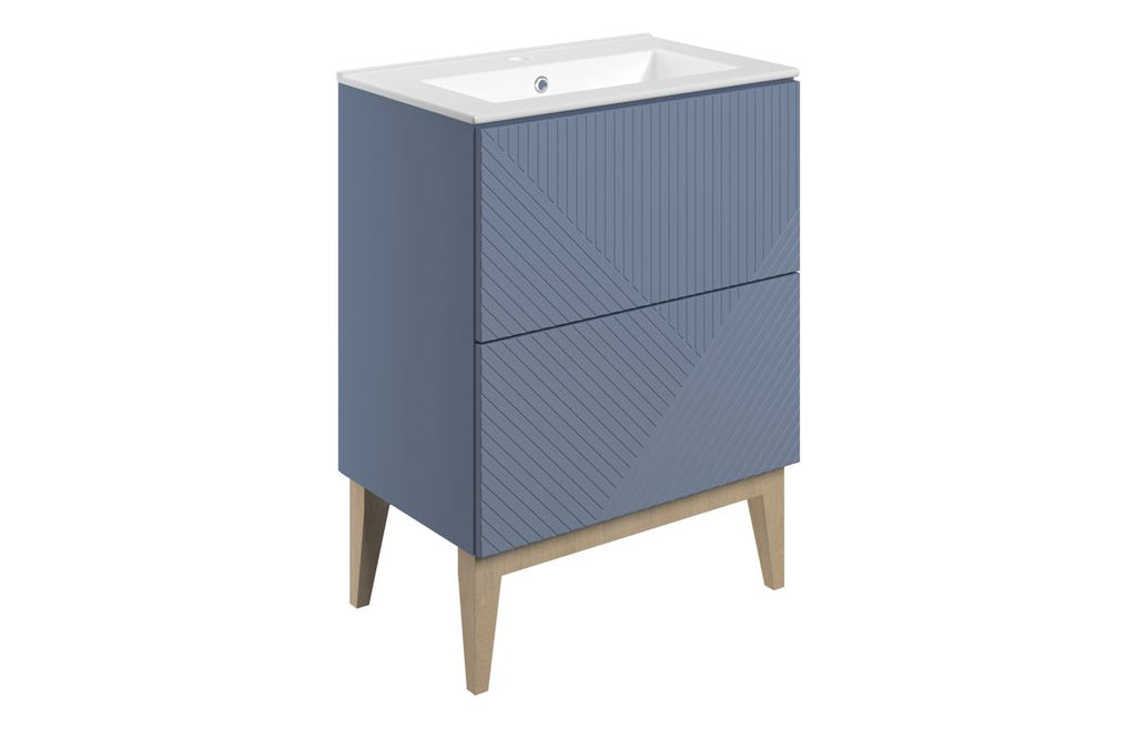 Teda 600/800mm Floorstanding Unit & Basin/ Worktop - Matt Smoke Blue