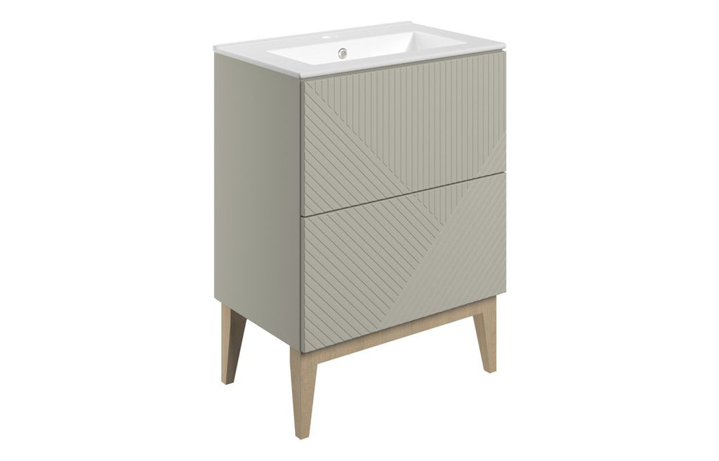 Teda 600/800mm Floorstanding Unit & Basin/ Worktop - Matt Oat