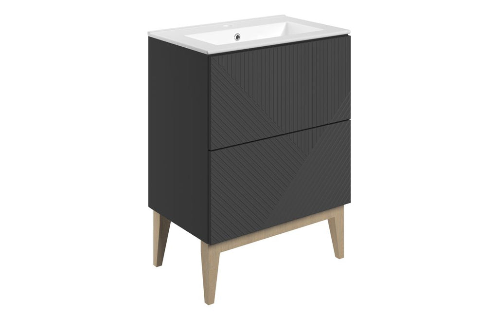 Teda 600/800mm Floorstanding Unit & Basin/ Worktop - Matt Graphite Grey
