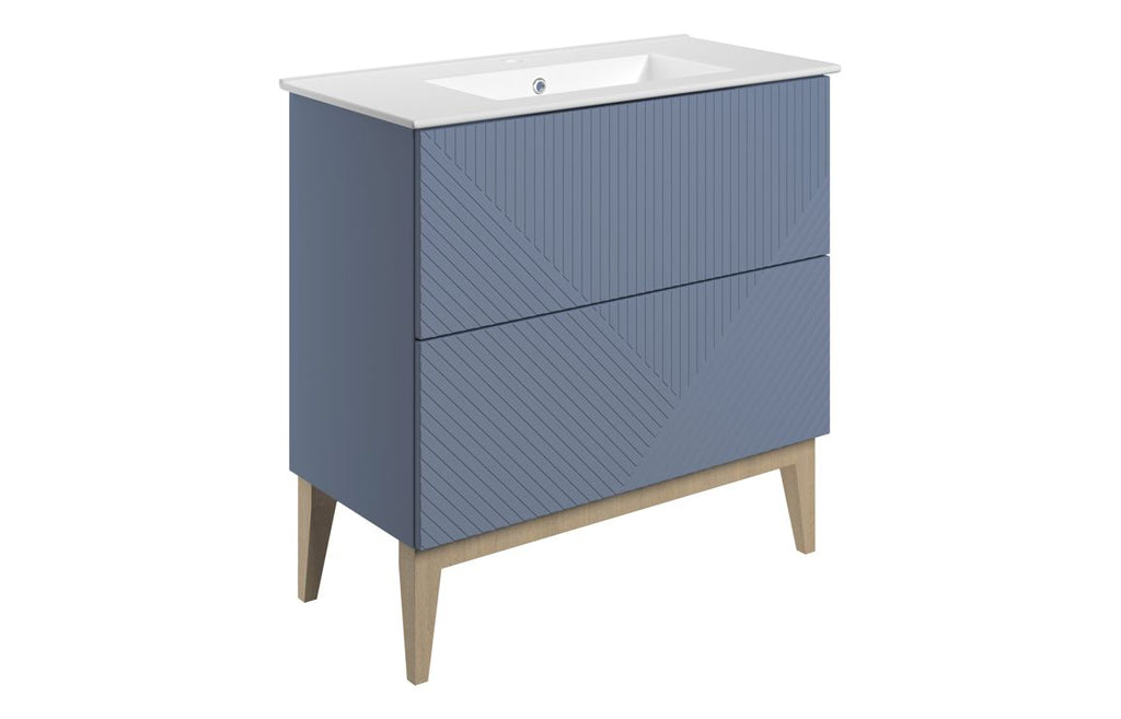 Teda 600/800mm Floorstanding Unit & Basin/ Worktop - Matt Smoke Blue