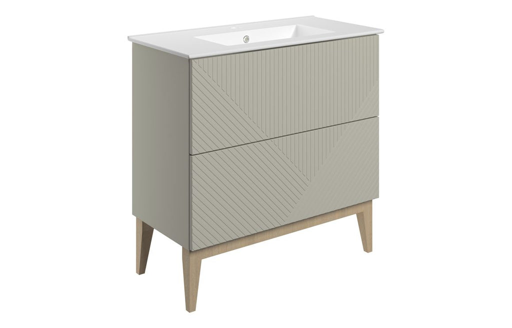 Teda 600/800mm Floorstanding Unit & Basin/ Worktop - Matt Oat
