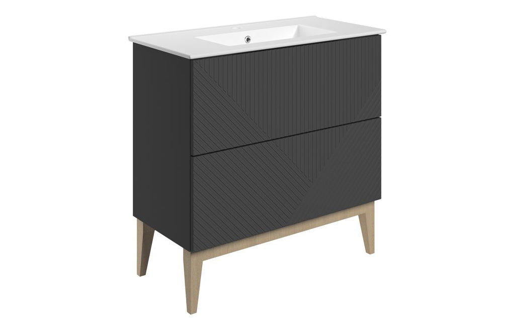 Teda 600/800mm Floorstanding Unit & Basin/ Worktop - Matt Graphite Grey