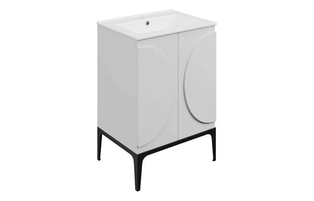 Veer 600/1000mm Floorstanding Unit & Basin - Matt White