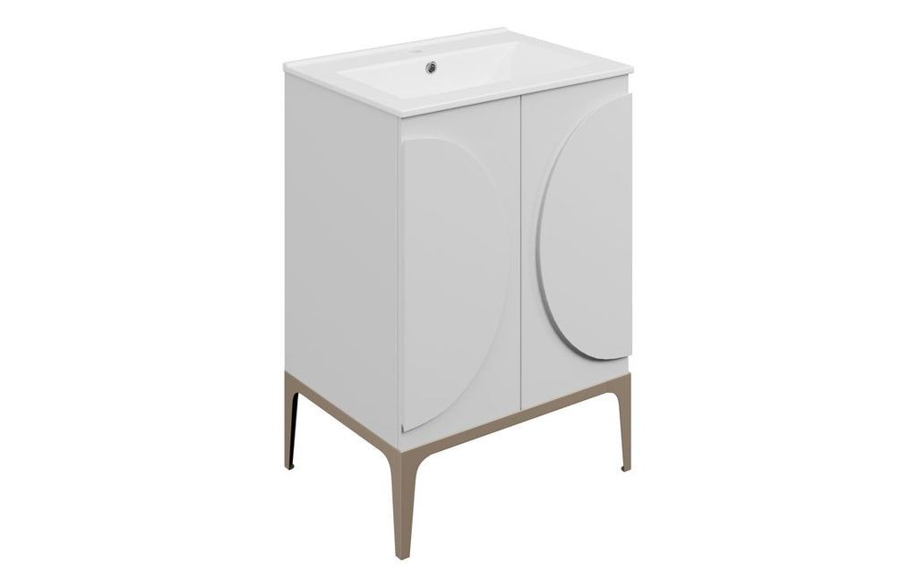Veer 600/1000mm Floorstanding Unit & Basin - Matt White