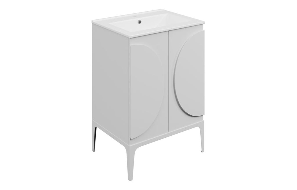Veer 600/1000mm Floorstanding Unit & Basin - Matt White