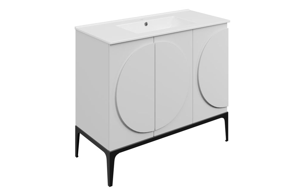 Veer 600/1000mm Floorstanding Unit & Basin - Matt White