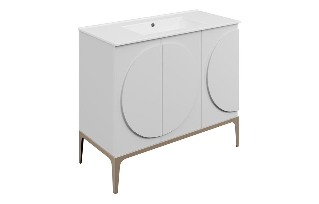Veer 600/1000mm Floorstanding Unit & Basin - Matt White