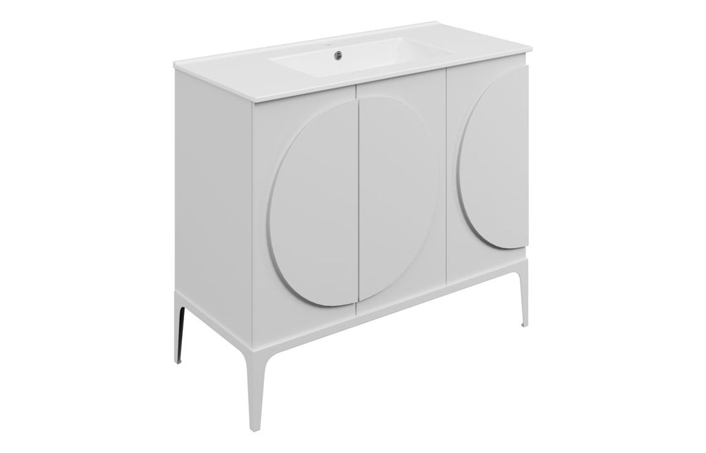 Veer 600/1000mm Floorstanding Unit & Basin - Matt White