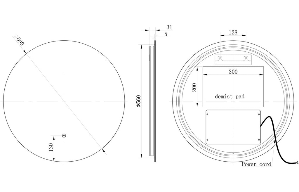 Mariya Round Back-Lit LED Mirror 500/ 600/ 800 mm