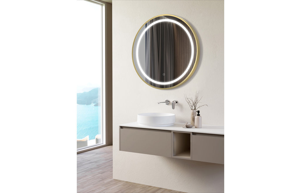 Bonfire Round Front-Lit LED Mirror 600 x 600 mm - Bronze, Black, Brass