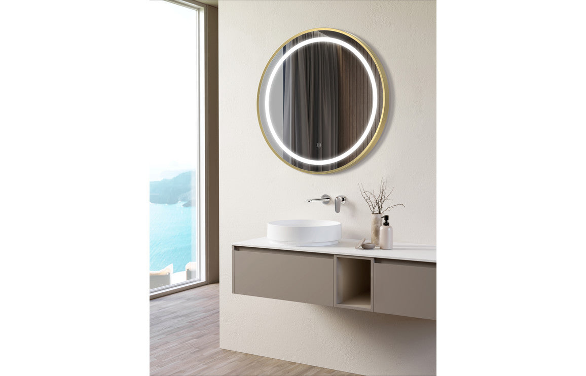 Bonfire Round Front-Lit LED Mirror 600 x 600 mm - Bronze, Black, Brass