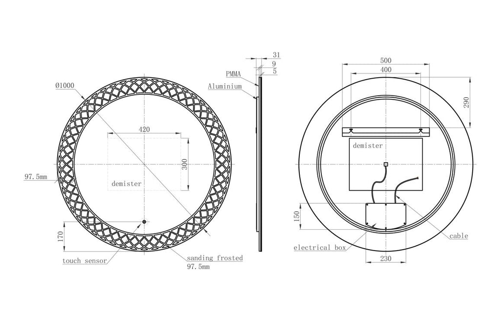 Paya Round LED Mirror - 600/ 1000 mm