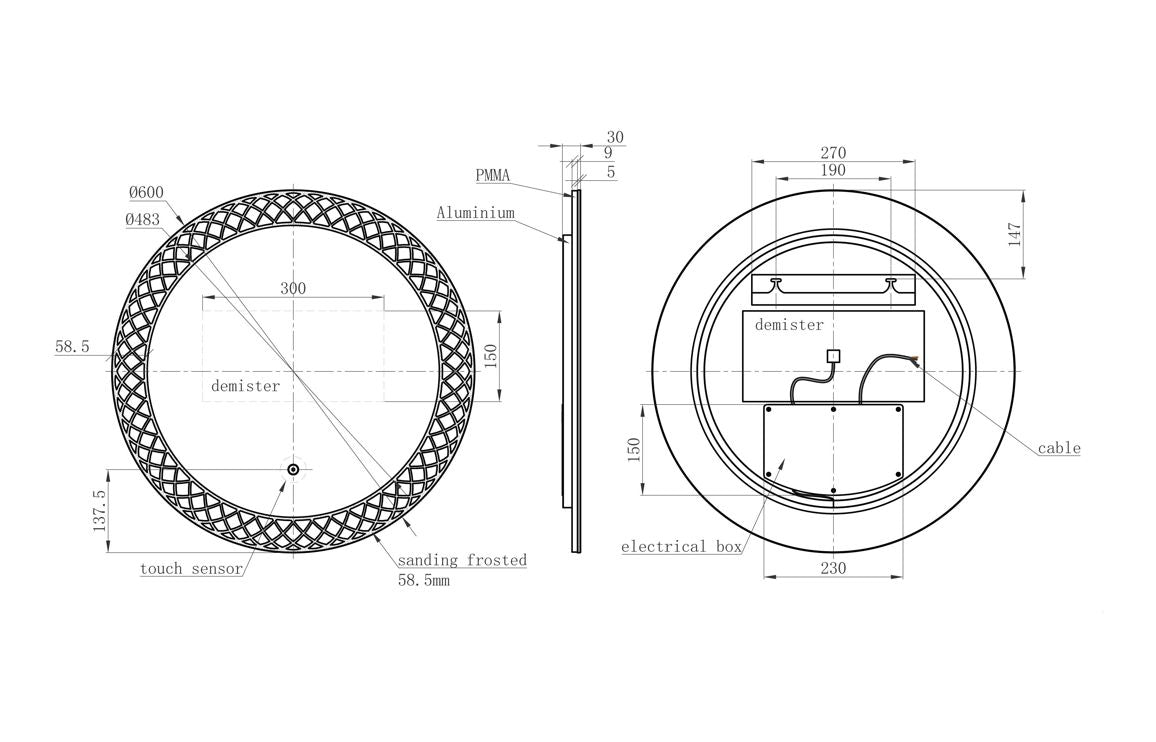 Paya Round LED Mirror - 600/ 1000 mm