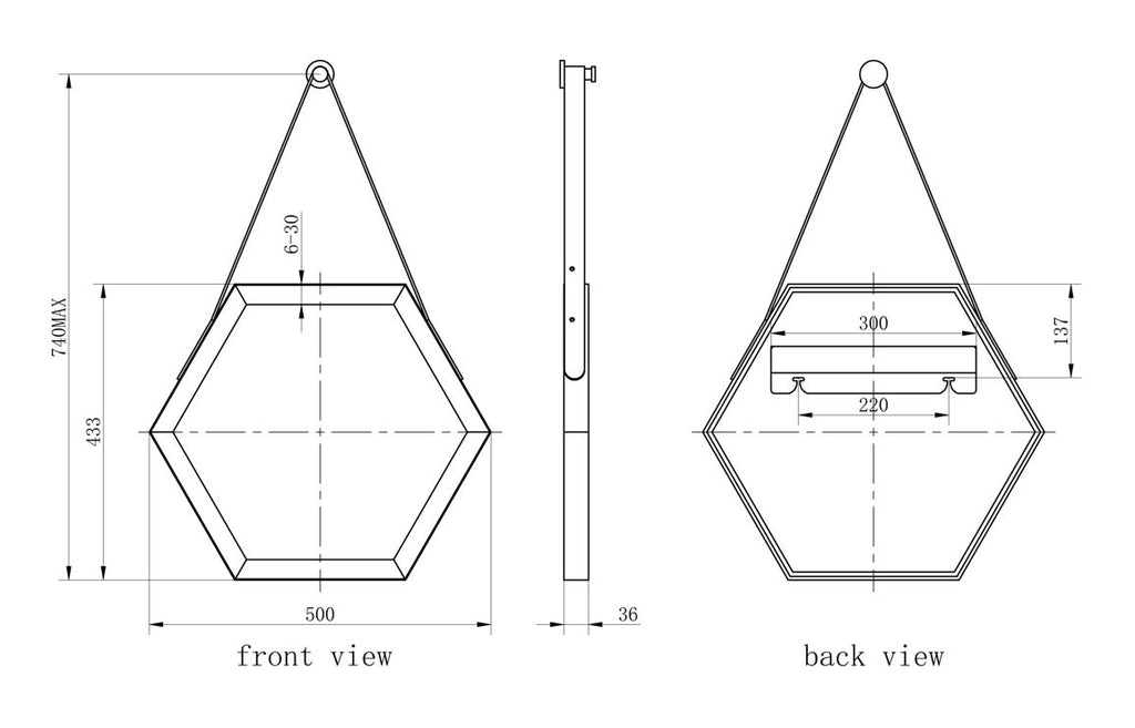 Satkon Hexagonal Plain Mirror 500 x 433 mm - Bronze