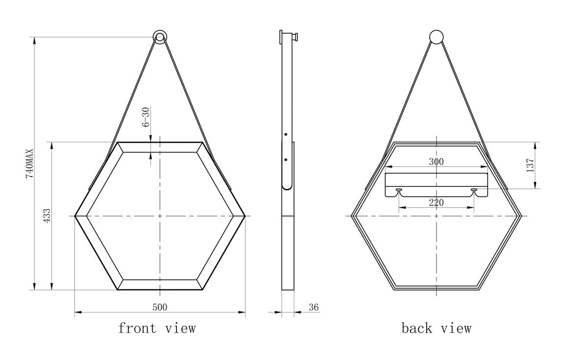 Satkon Hexagonal Plain Mirror 500 x 433 mm - Bronze