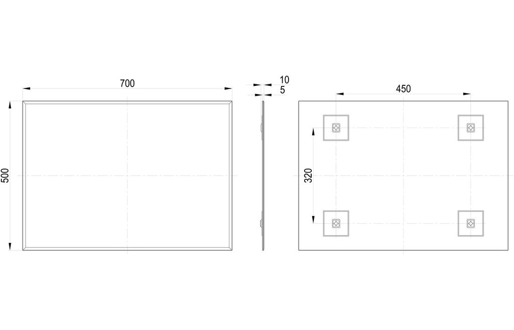 Akela Rectangular Plain Mirror 600/ 700/ 800 mm