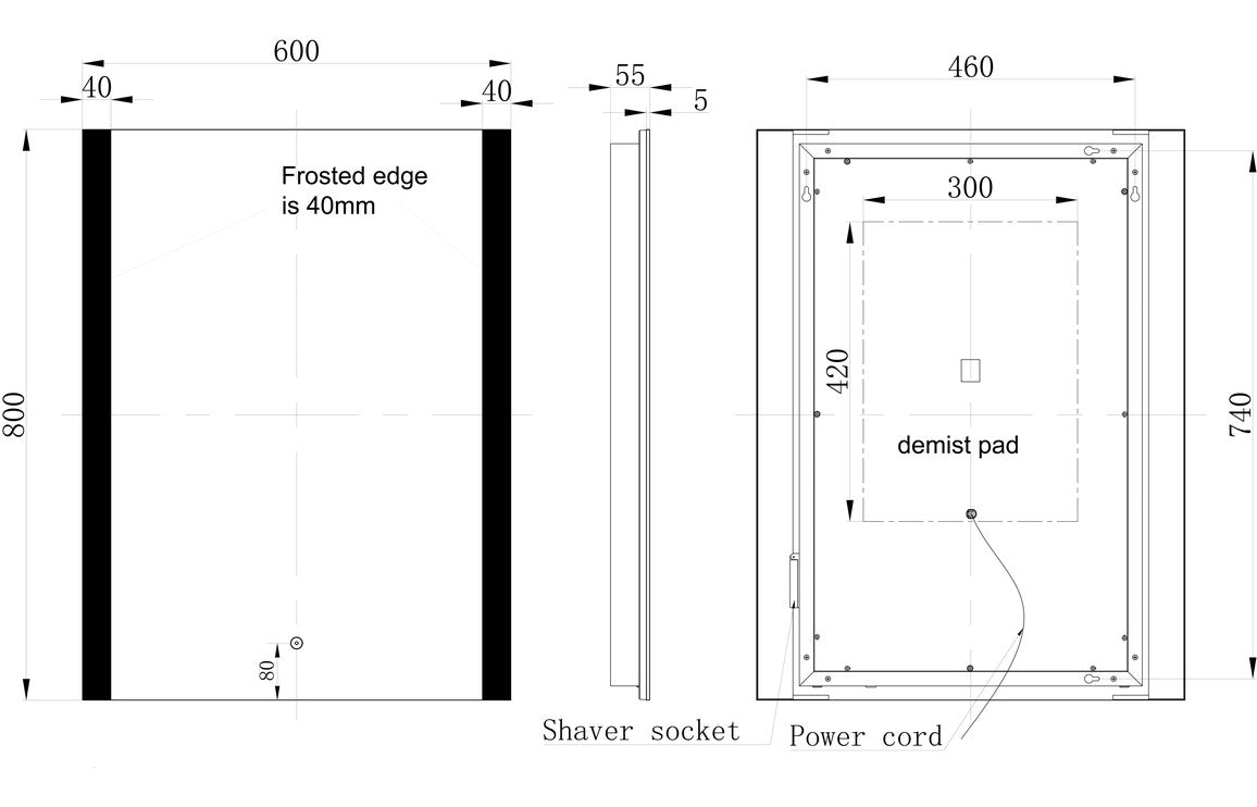 Advent Rectangular Front-Lit LED Mirror - 700/ 800 mm