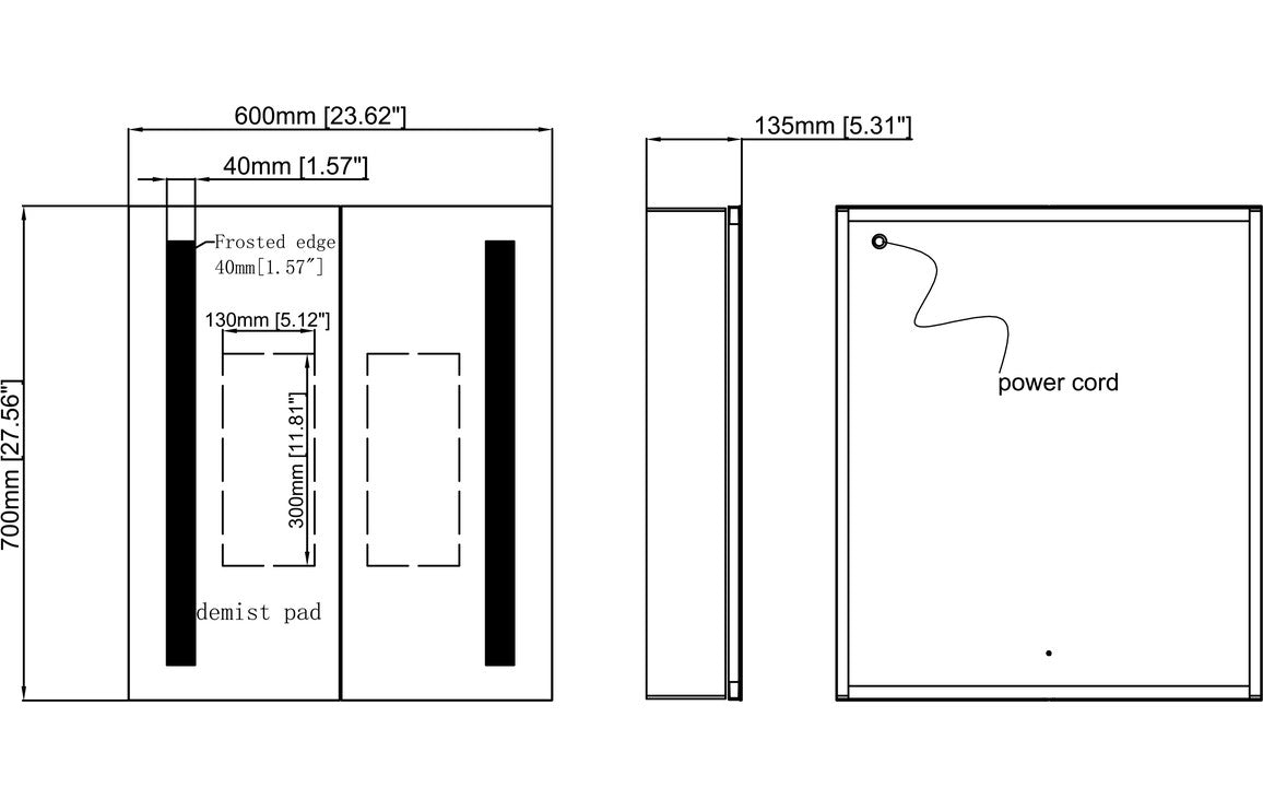 Banau 1 or 2 Door Front-Lit LED Mirror Cabinet - 500/ 600 mm