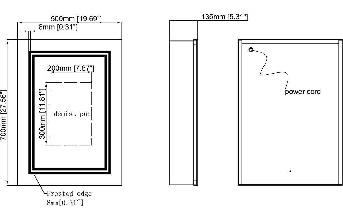 Sanee 1 or 2 Door Front-Lit LED Mirror Cabinet - 500/ 600 mm